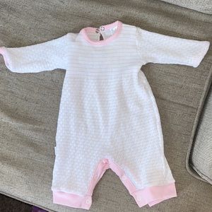 PATY Light Pink Striped Jersey Long Sleeve Romper